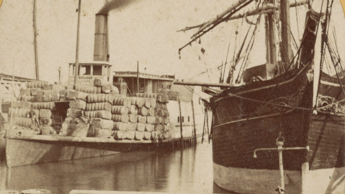 Historical photograph of the sidewheel steamer Planter in Charleston Harbor, dated 1860 by the National Park Service