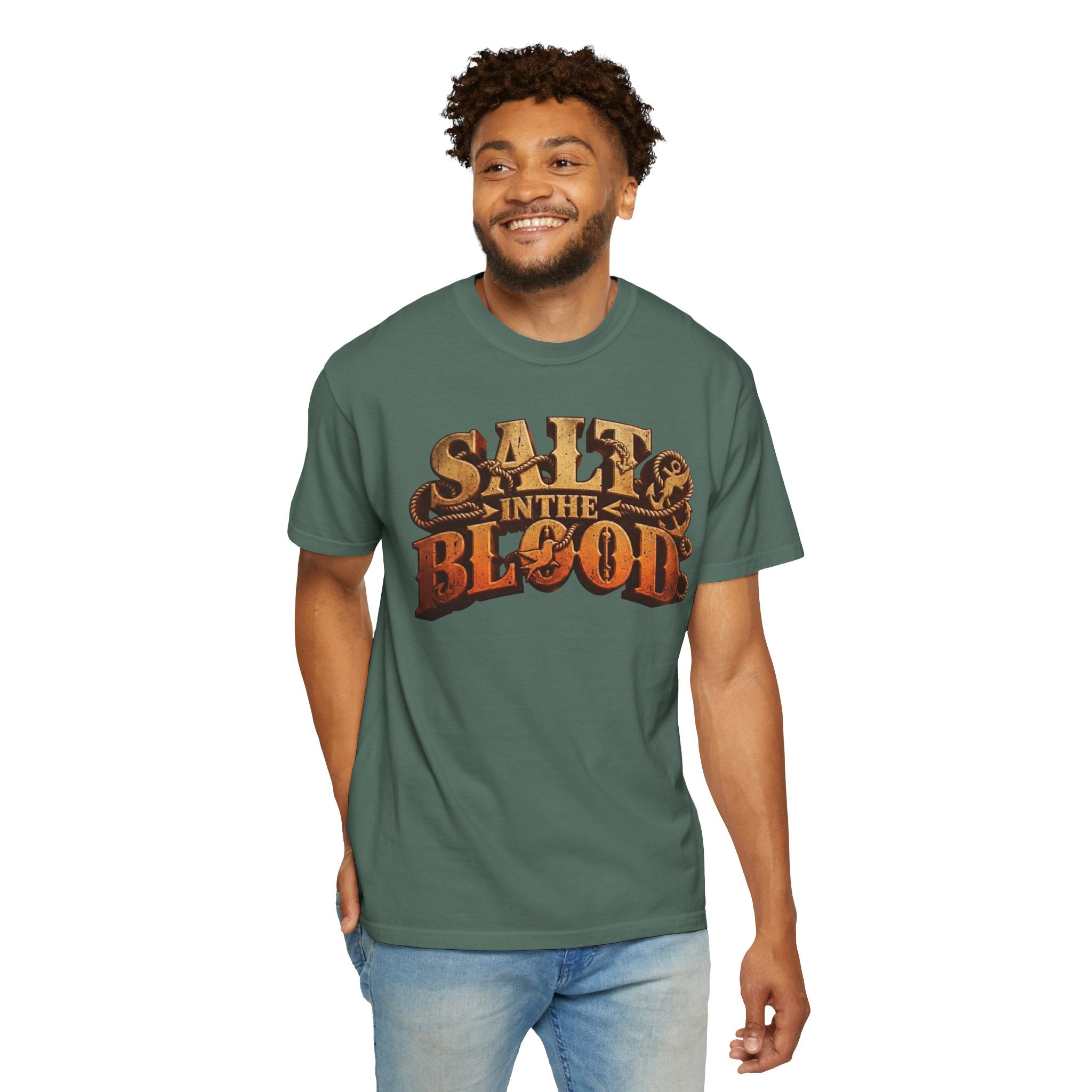 Salt in the Blood Graphic T-Shirt — True North Compass Retro Tee