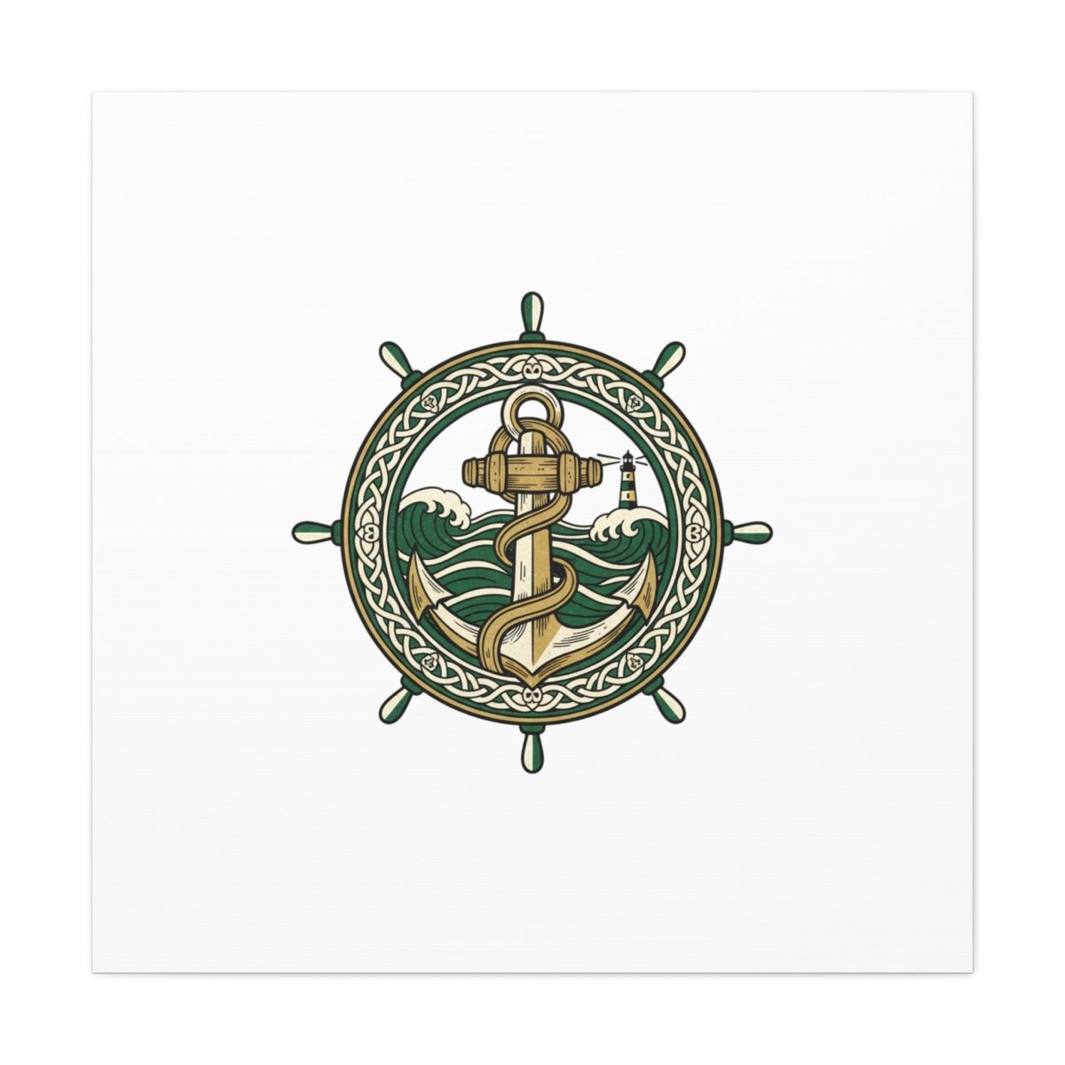 Celtic Anchor Crest Canvas | Irish Heritage, Emerald Dark Academia - Fair Winds Clothing