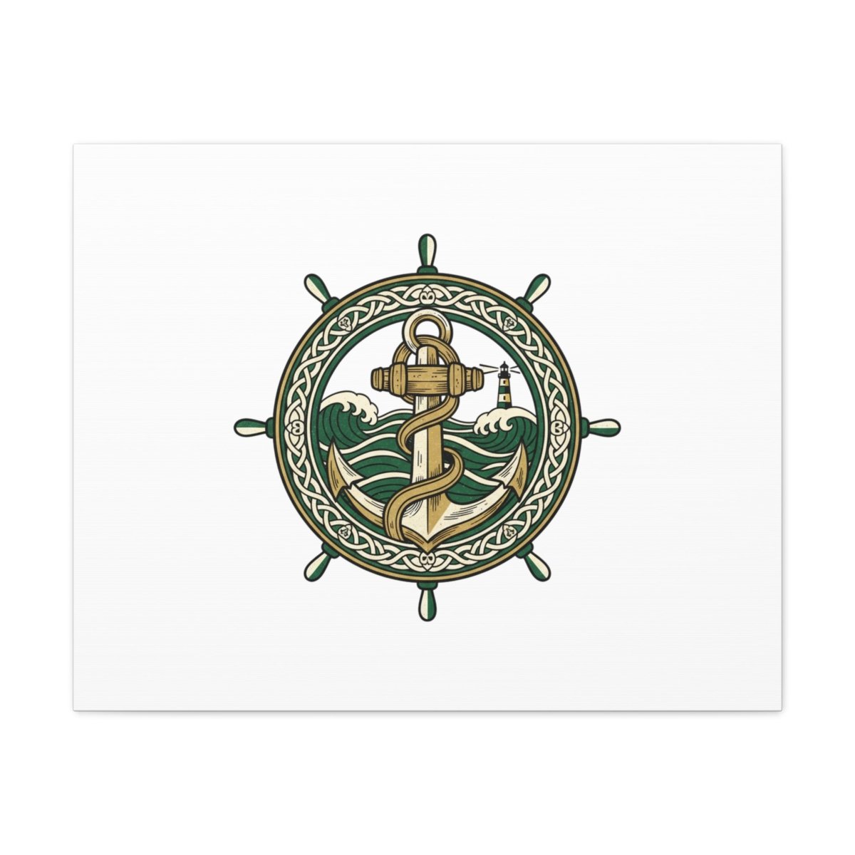 Celtic Anchor Crest Canvas | Irish Heritage, Emerald Dark Academia - Fair Winds Clothing