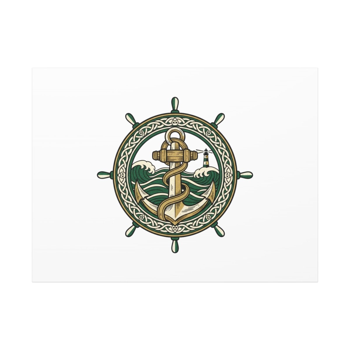 Celtic Anchor Crest Canvas | Irish Heritage, Emerald Dark Academia - Fair Winds Clothing