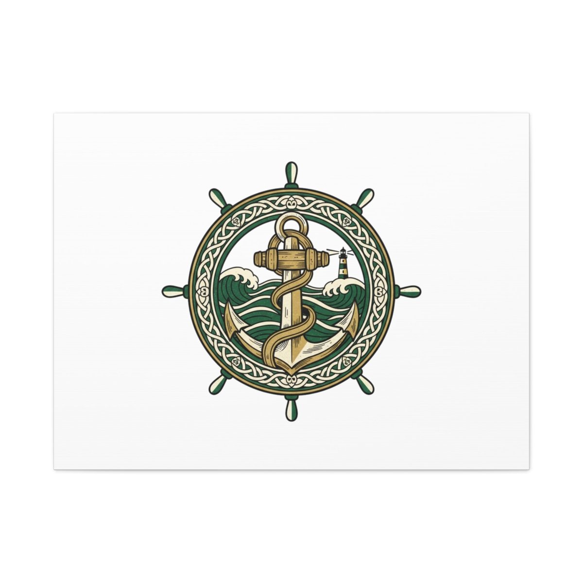Celtic Anchor Crest Canvas | Irish Heritage, Emerald Dark Academia - Fair Winds Clothing