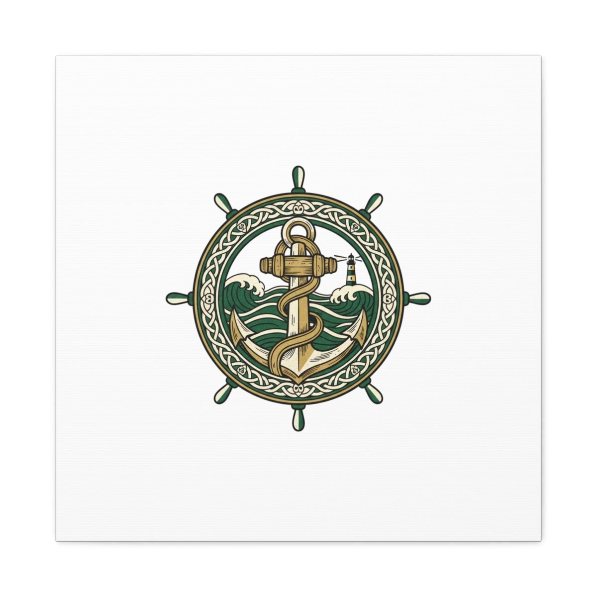 Celtic Anchor Crest Canvas | Irish Heritage, Emerald Dark Academia - Fair Winds Clothing