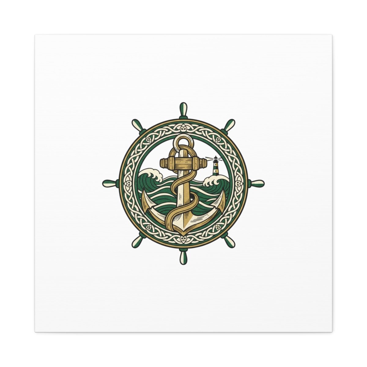 Celtic Anchor Crest Canvas | Irish Heritage, Emerald Dark Academia - Fair Winds Clothing