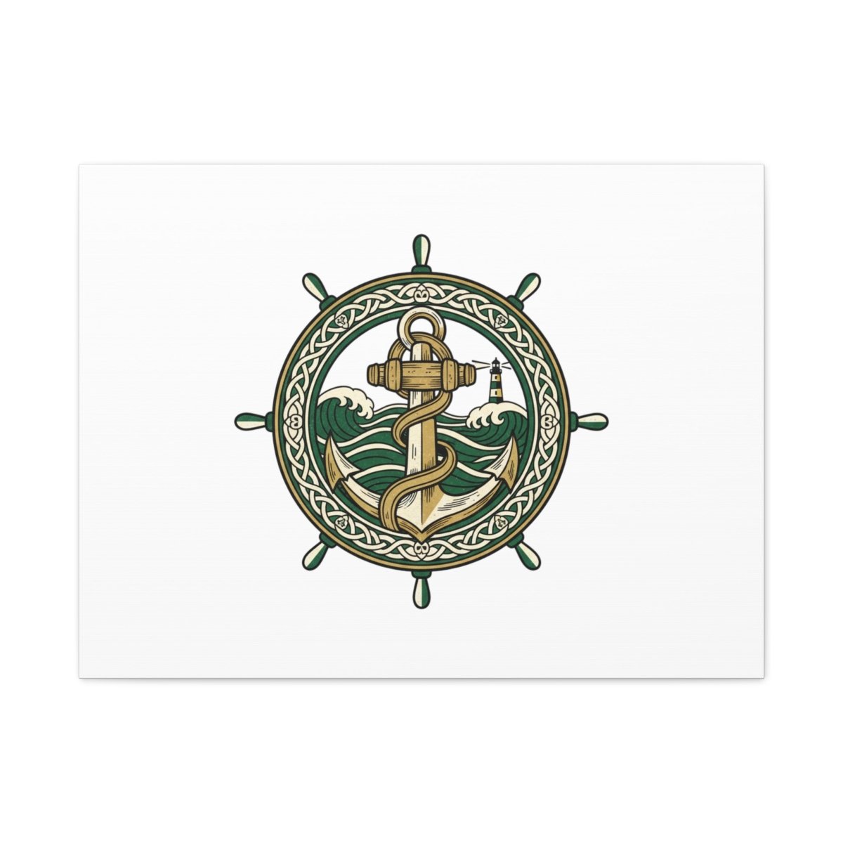 Celtic Anchor Crest Canvas | Irish Heritage, Emerald Dark Academia - Fair Winds Clothing