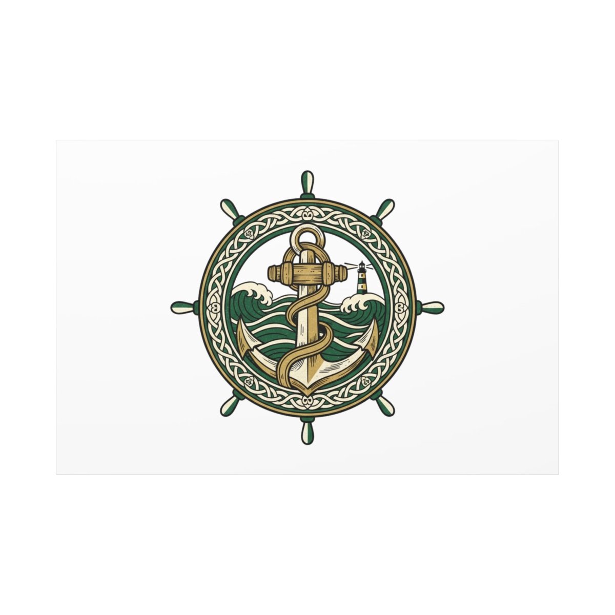Celtic Anchor Crest Canvas | Irish Heritage, Emerald Dark Academia - Fair Winds Clothing