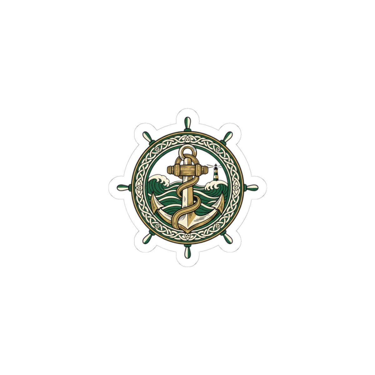 Celtic Anchor Crest Sticker | Irish Heritage, Emerald Dark Academia - Fair Winds Clothing