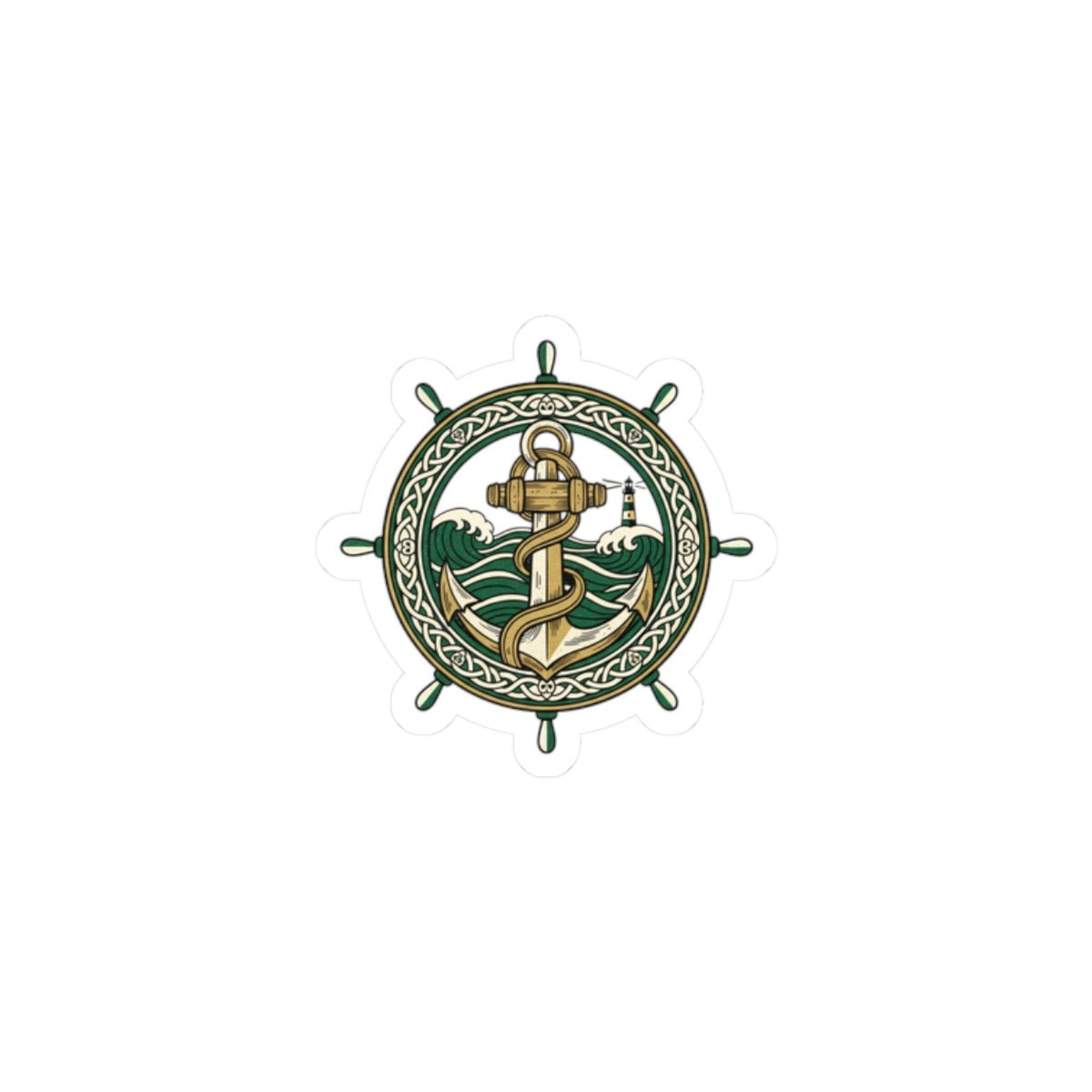 Celtic Anchor Crest Sticker | Irish Heritage, Emerald Dark Academia - Fair Winds Clothing