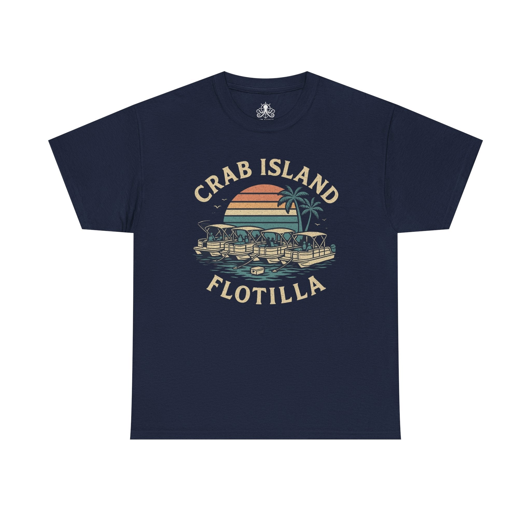 Crab Island Flotilla Florida Unisex Heavy Cotton Tee, Beach Vibe Shirt, Vacation Outfit, Summer Party Top, Gift for Water Lovers - Fair Winds Clothing