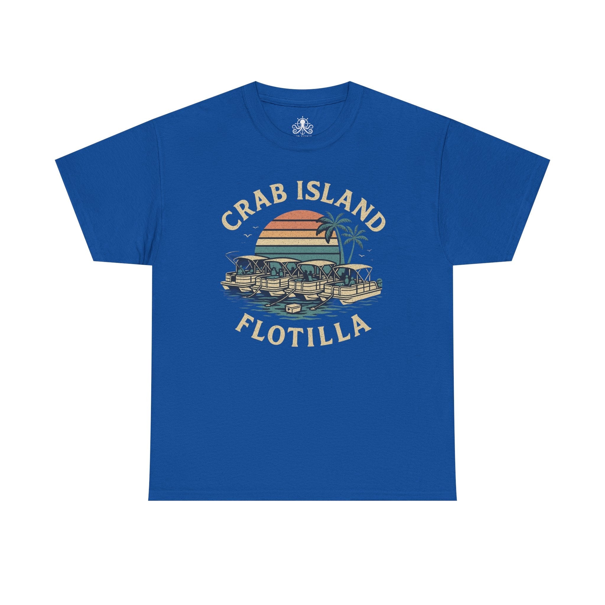 Crab Island Flotilla Florida Unisex Heavy Cotton Tee, Beach Vibe Shirt, Vacation Outfit, Summer Party Top, Gift for Water Lovers - Fair Winds Clothing