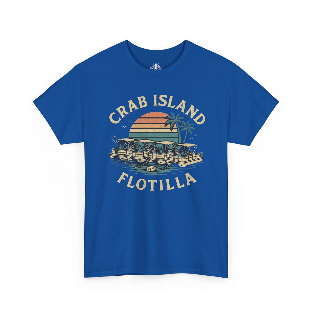 Crab Island Flotilla Florida Unisex Heavy Cotton Tee, Beach Vibe Shirt, Vacation Outfit, Summer Party Top, Gift for Water Lovers - Fair Winds Clothing
