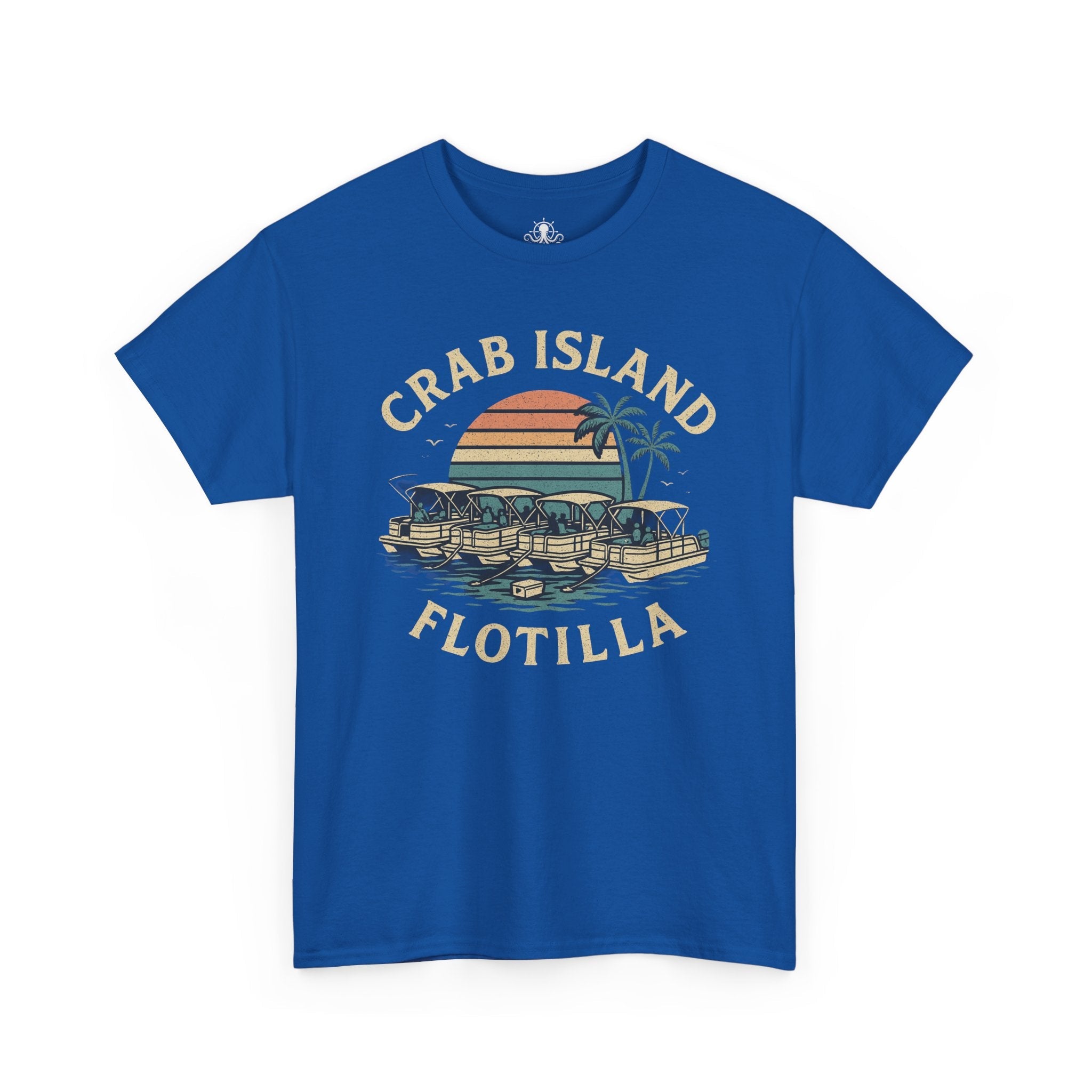 Crab Island Flotilla Florida Unisex Heavy Cotton Tee, Beach Vibe Shirt, Vacation Outfit, Summer Party Top, Gift for Water Lovers - Fair Winds Clothing