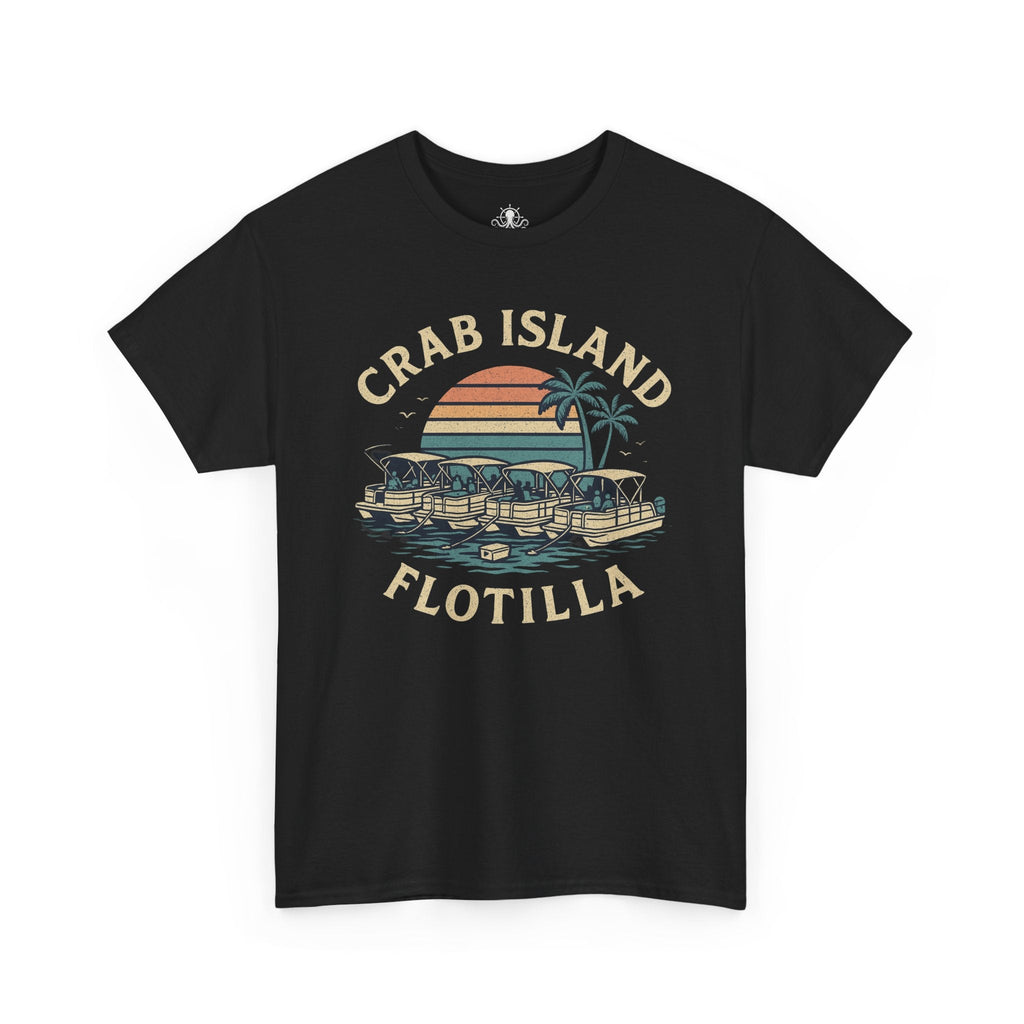 Crab Island Flotilla Florida Unisex Heavy Cotton Tee, Beach Vibe Shirt, Vacation Outfit, Summer Party Top, Gift for Water Lovers - Fair Winds Clothing