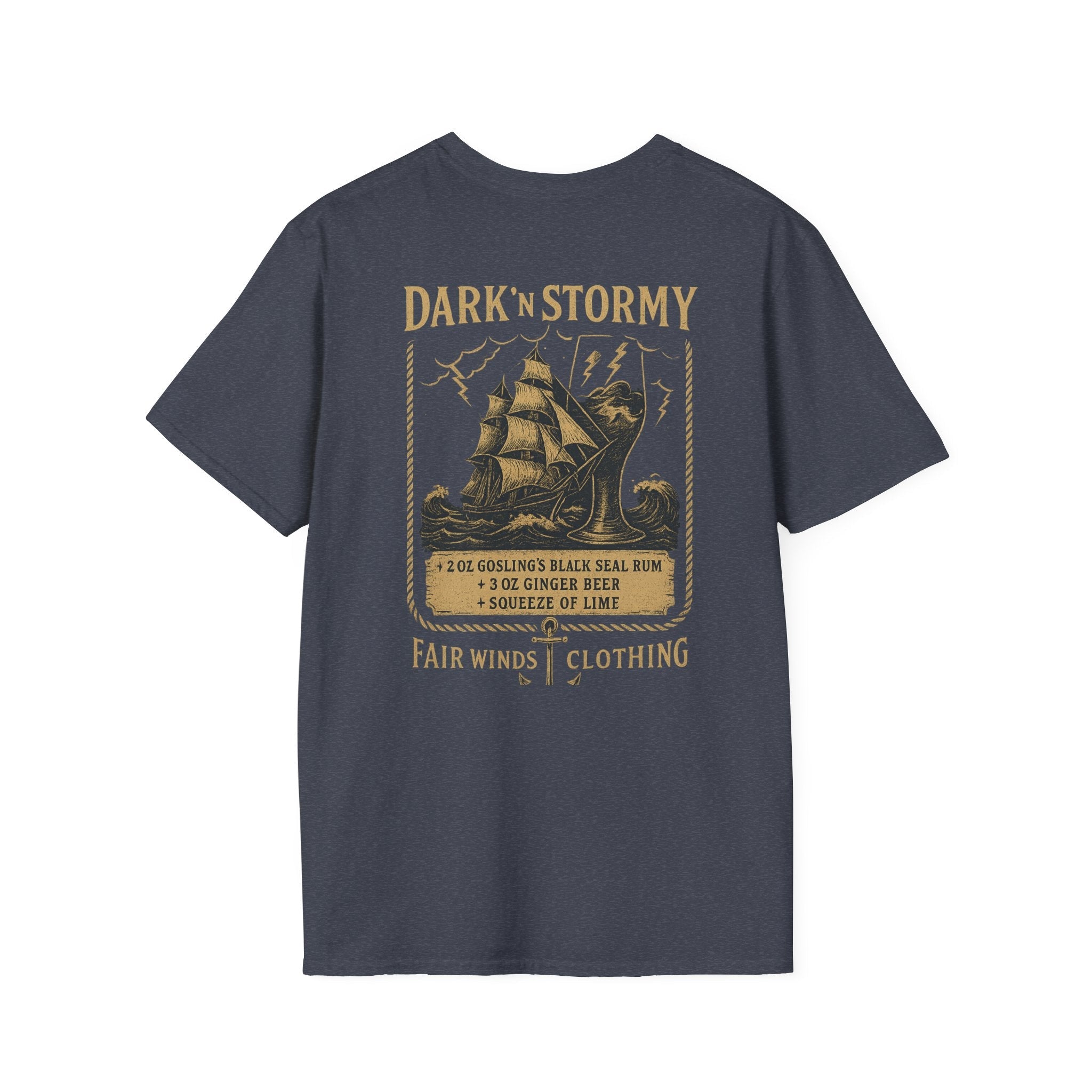 Drinking Unisex T-Shirt - Dark and Stormy Design - Fair Winds Clothing