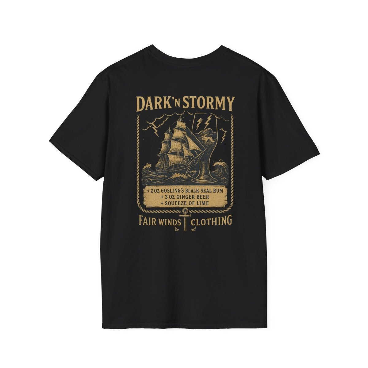 Drinking Unisex T-Shirt - Dark and Stormy Design - Fair Winds Clothing