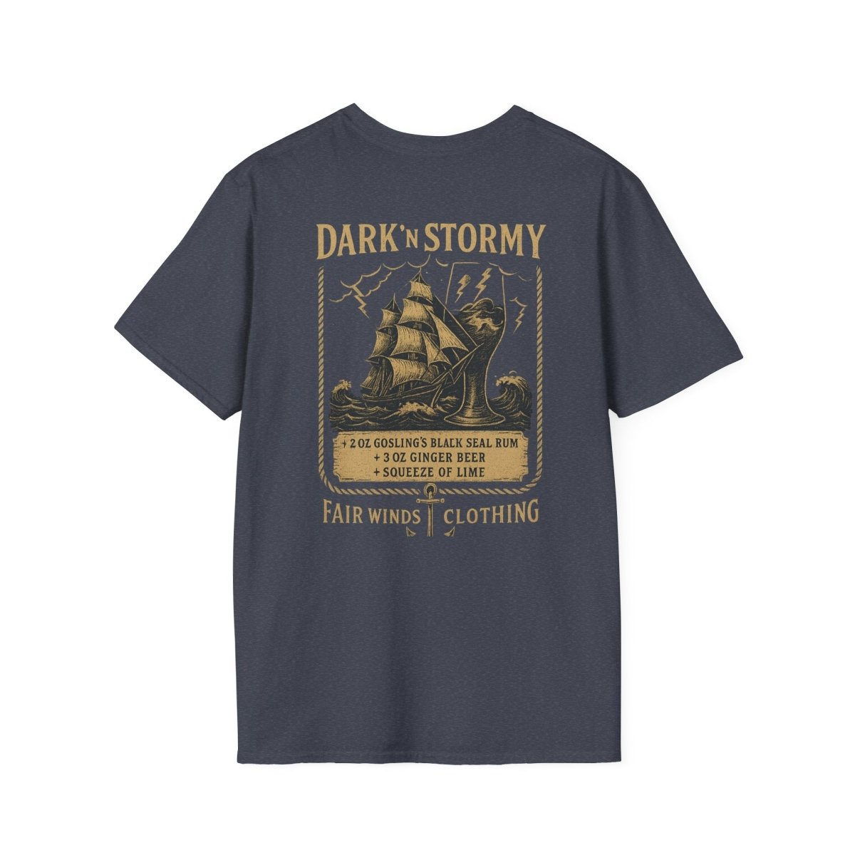 Drinking Unisex T-Shirt - Dark and Stormy Design - Fair Winds Clothing