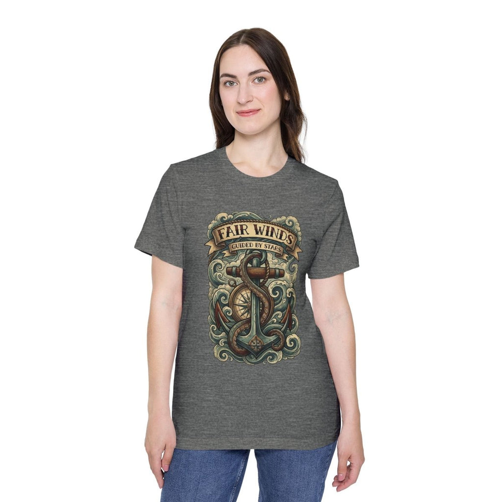 Fair Winds Guided by Stars T-Shirt — Nautical USA - Made Short Sleeve - Fair Winds Clothing