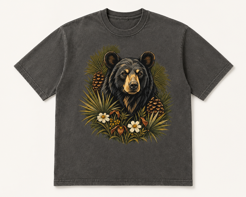 Florida black bear botanical heavyweight tee in Pepper
