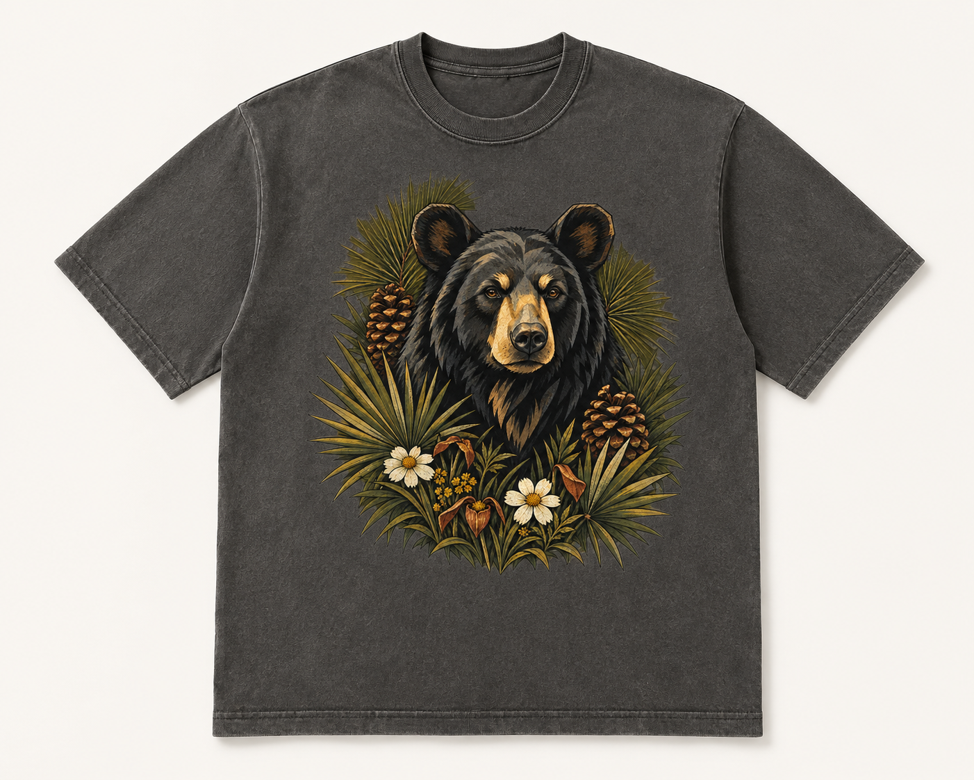 Florida black bear botanical heavyweight tee in Pepper
