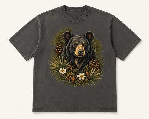 Florida black bear botanical heavyweight tee in Pepper