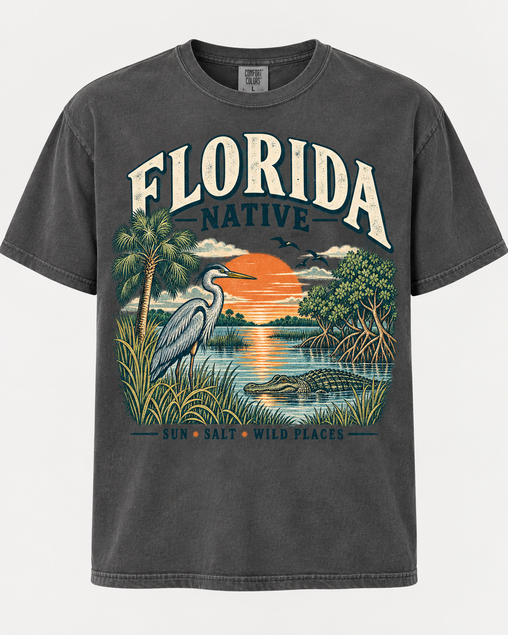 Florida Native Sun Salt Wild Places Comfort Colors 1717 Pepper shirt