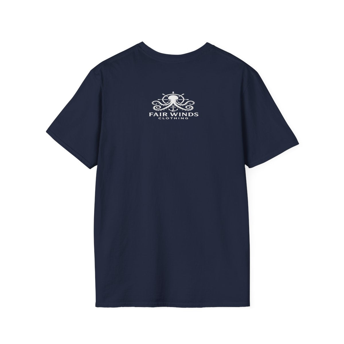 Navy Fair Winds Clothing logo T-shirt back