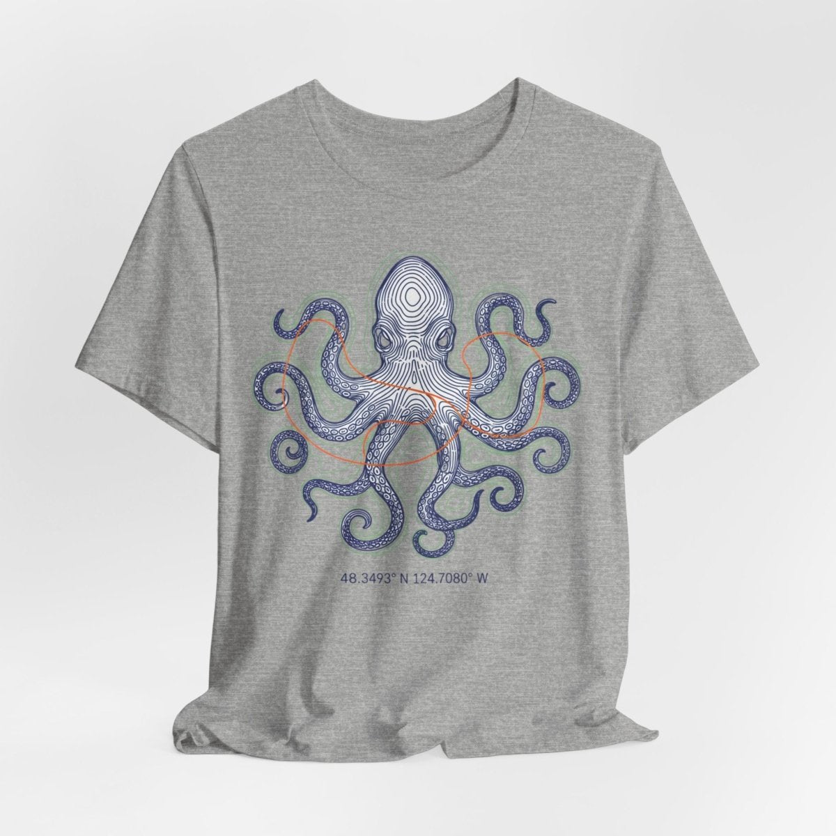 Octopus Topographic Tee | contour line design, topo map apparel - Fair Winds Clothing