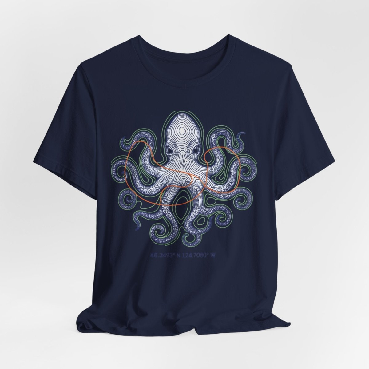 Octopus Topographic Tee | contour line design, topo map apparel - Fair Winds Clothing