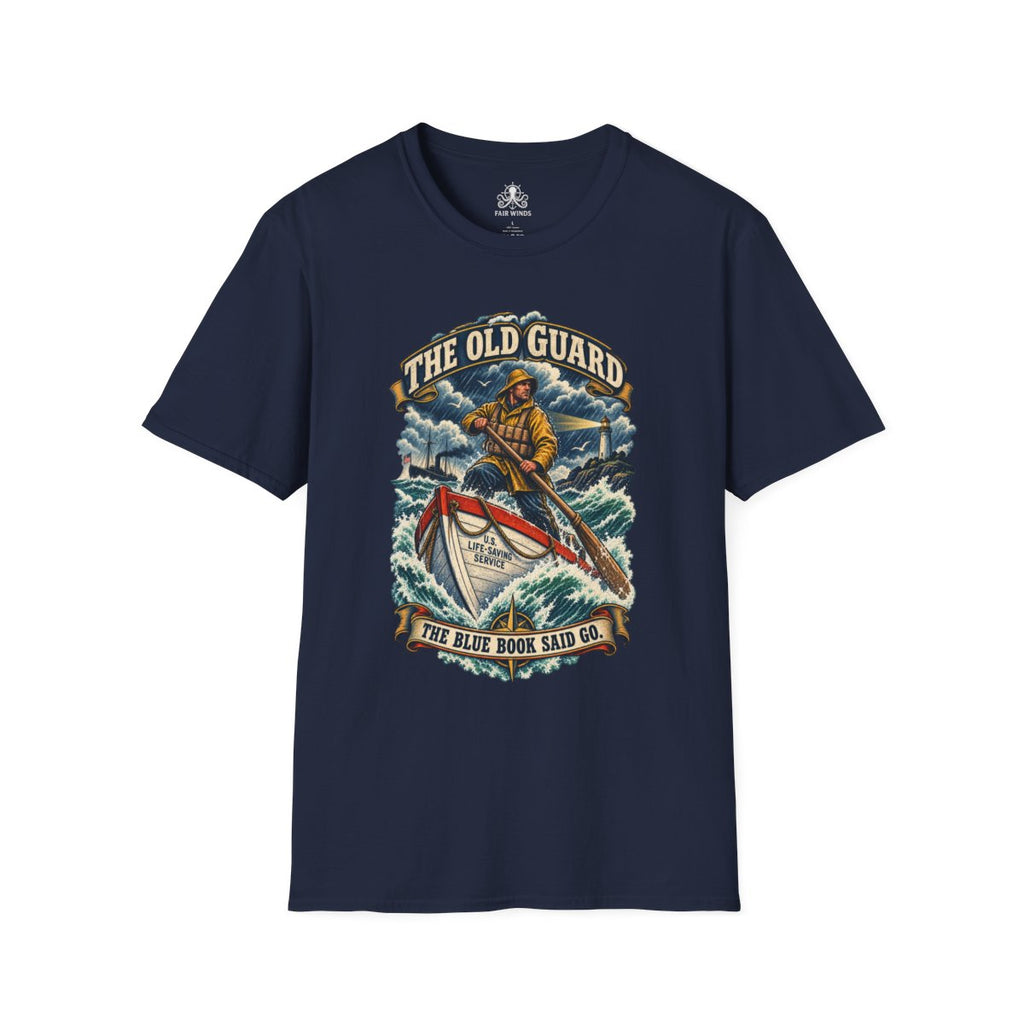Navy Fair Winds Clothing T-shirt featuring The Old Guard Coast Guard heritage design