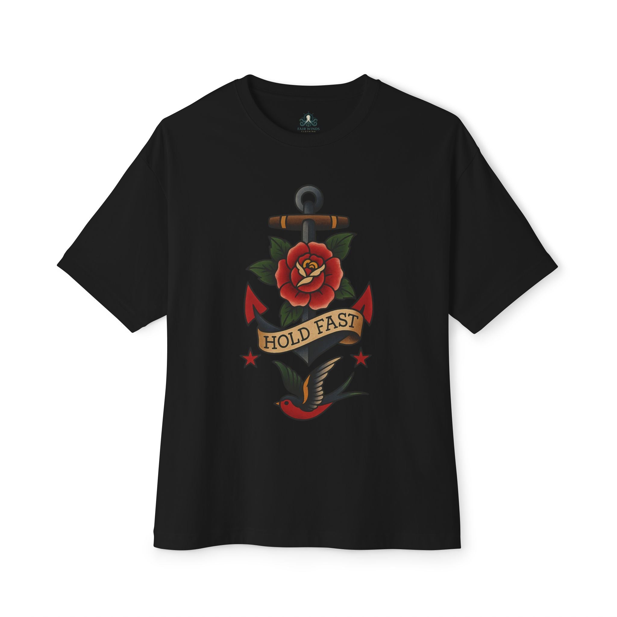 Oversized T-Shirt Sailor Tattoo Rose Design - Fair Winds Clothing