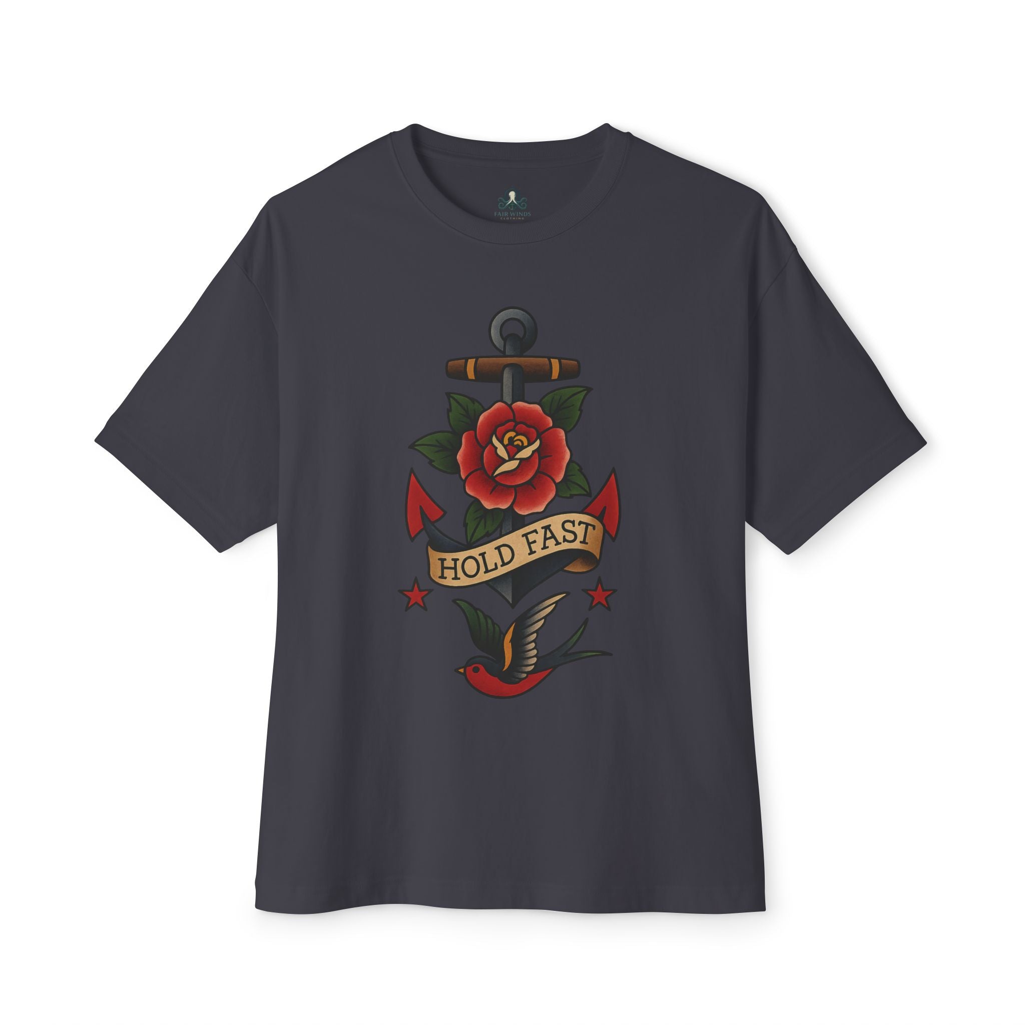 Oversized T-Shirt Sailor Tattoo Rose Design - Fair Winds Clothing