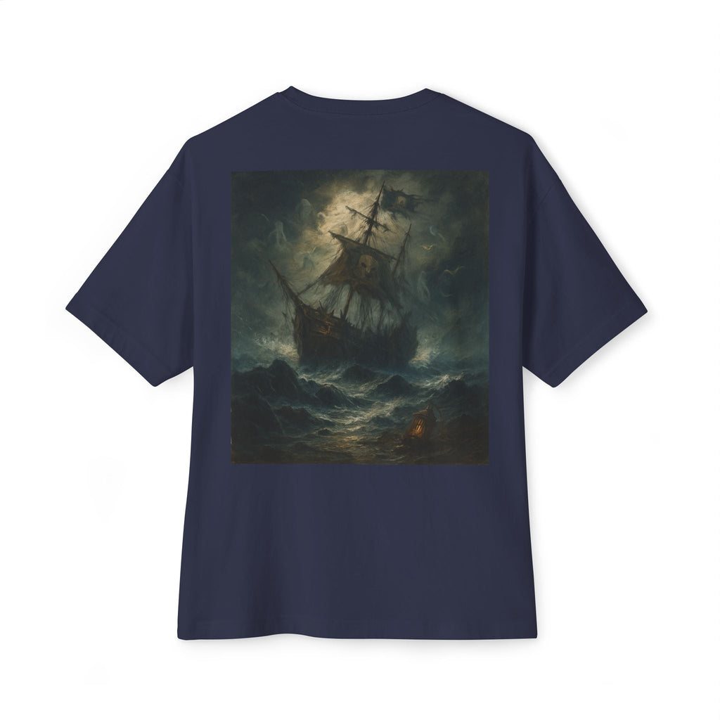 Oversized Tee - Dark Sailing Ship Print - Fair Winds Clothing