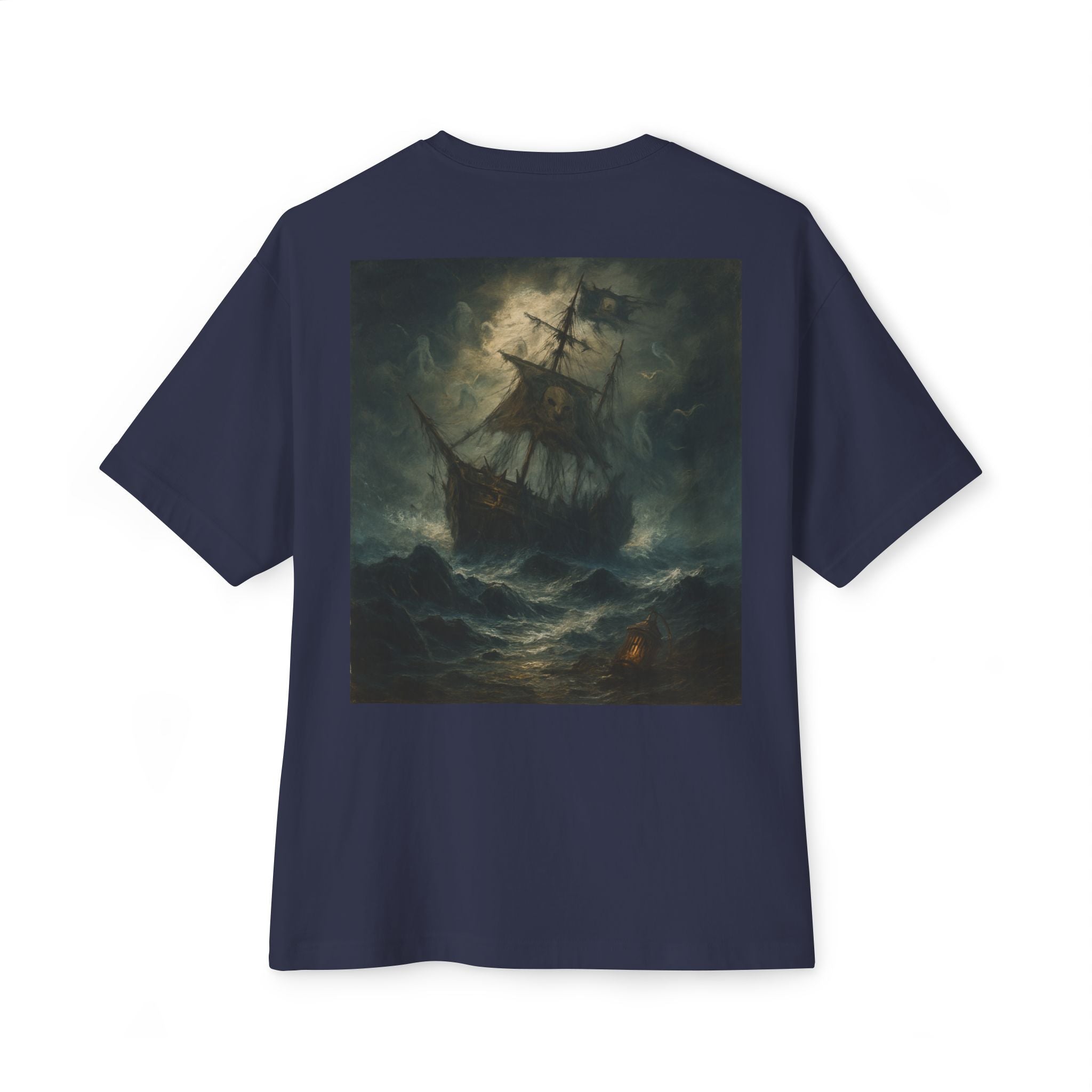 Oversized Tee - Dark Sailing Ship Print - Fair Winds Clothing