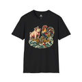 Sailor's Luck pig and rooster tattoo T-shirt in black