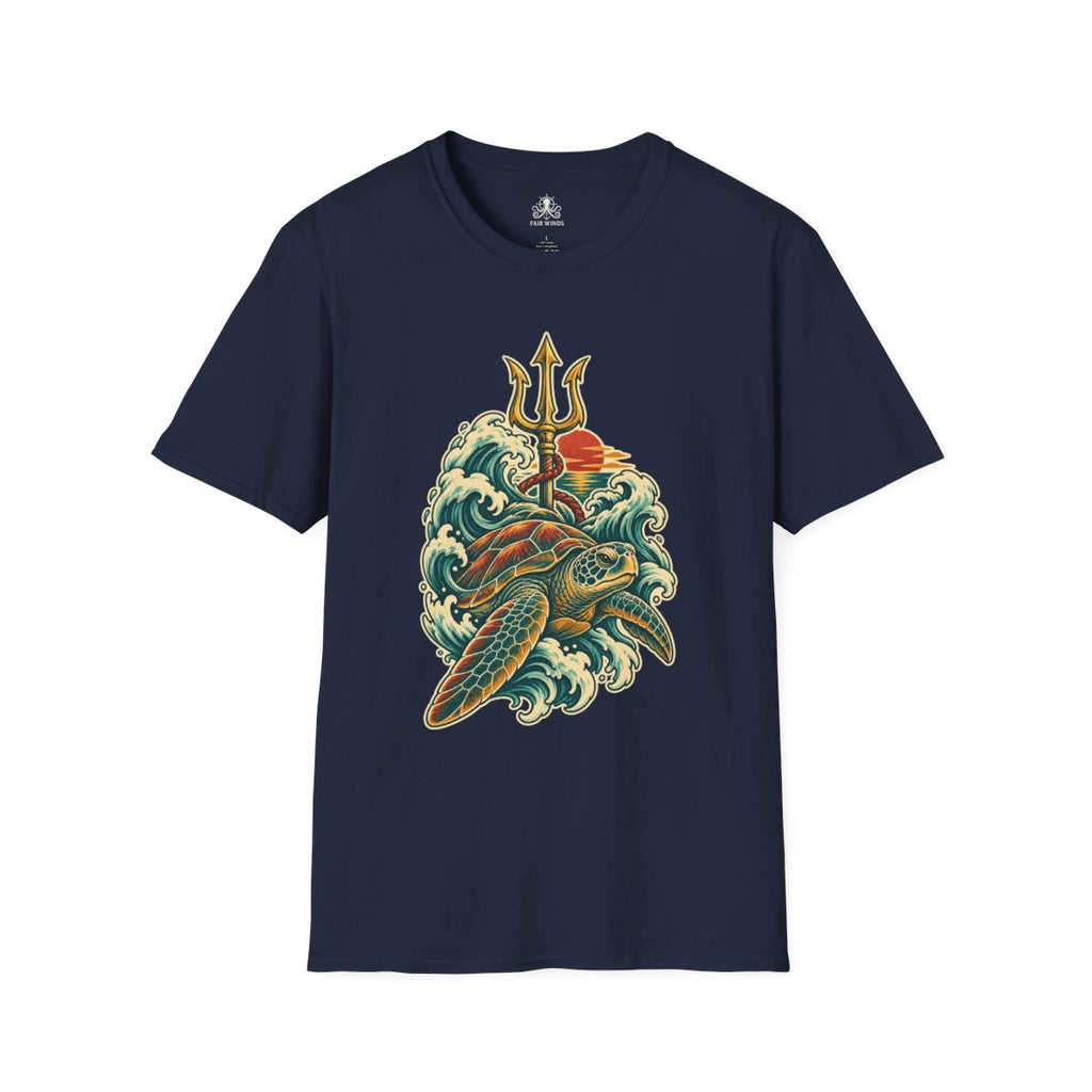 Shellback sea turtle sailor tattoo T-shirt in navy