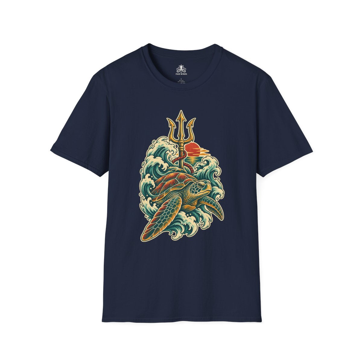 Shellback sea turtle sailor tattoo T-shirt in navy