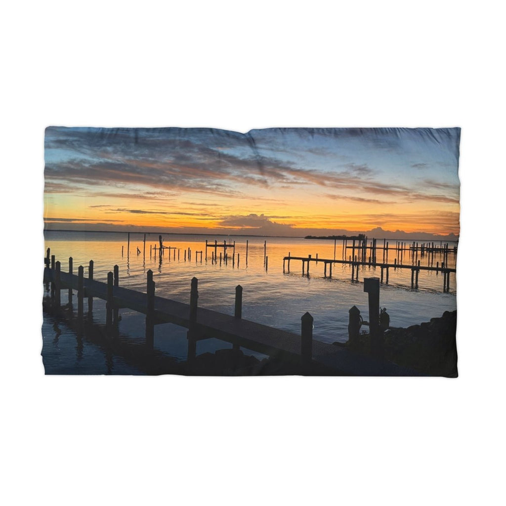 Sunset Harbor Microfiber Pillowcase – Coastal Dock Scenery - Fair Winds Clothing