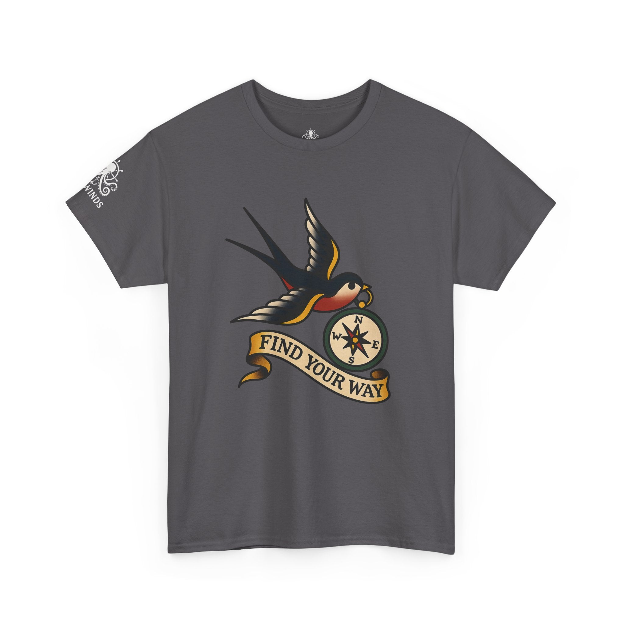 Tee Shirt Traditional Tattoo Flash Swallow Compass Unisex - Fair Winds Clothing