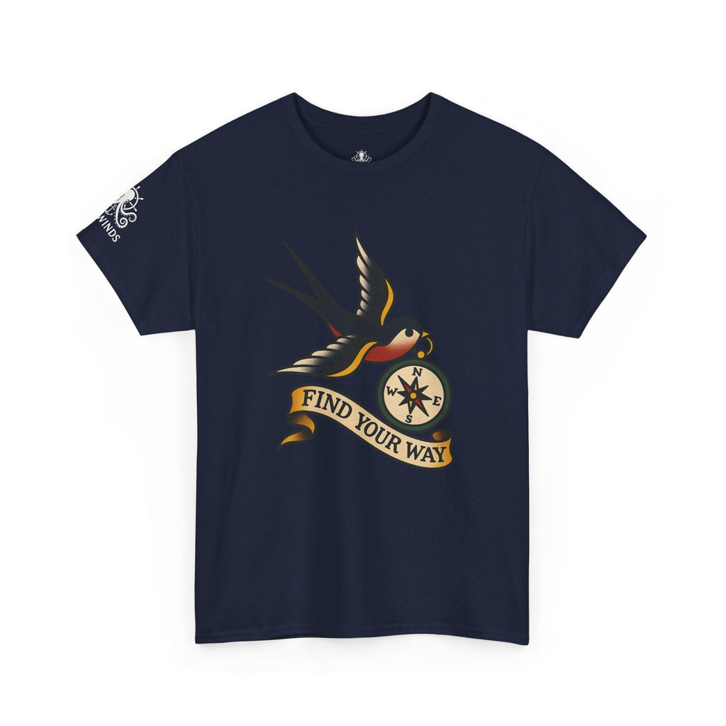 Tee Shirt Traditional Tattoo Flash Swallow Compass Unisex - Fair Winds Clothing