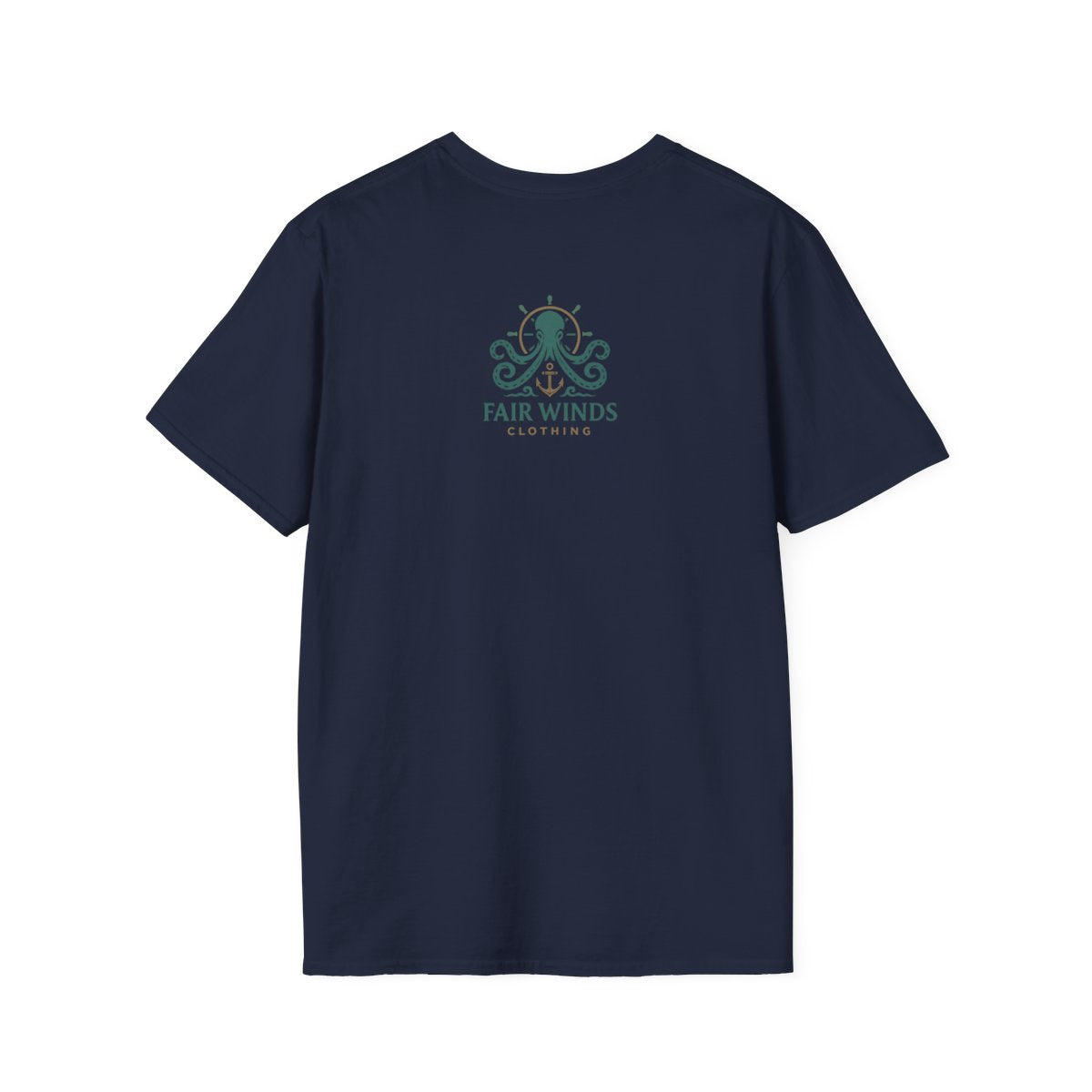 Navy Fair Winds Clothing octopus logo T-shirt back
