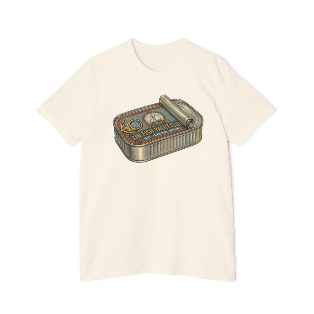 Tin Fish Yacht Club T-Shirt — Vintage Sardine Can Nautical Graphic - Fair Winds Clothing