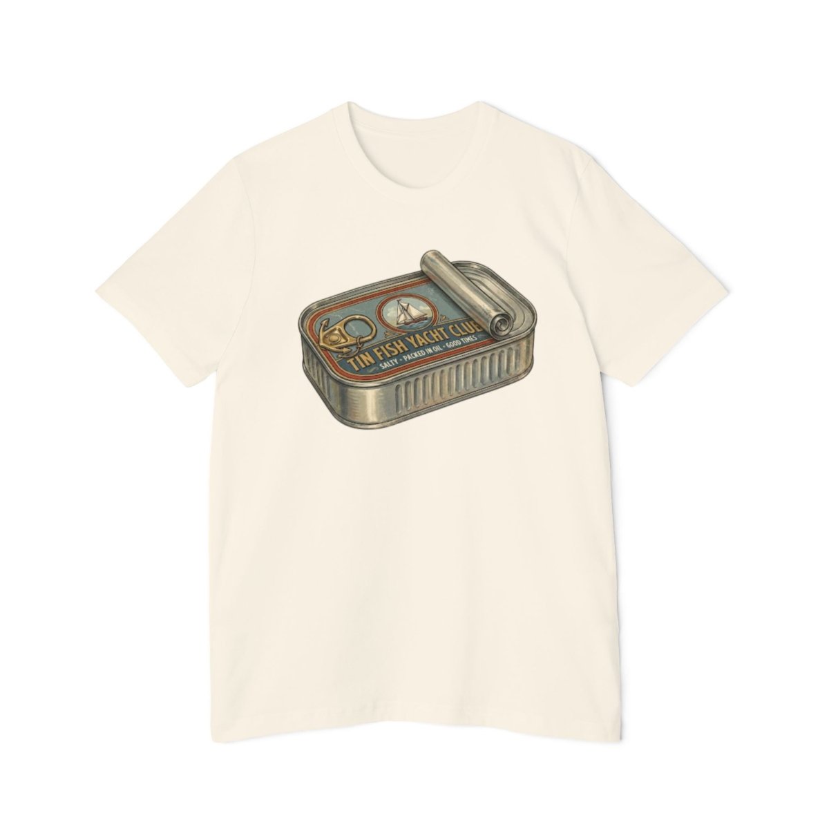 Tin Fish Yacht Club T-Shirt — Vintage Sardine Can Nautical Graphic - Fair Winds Clothing