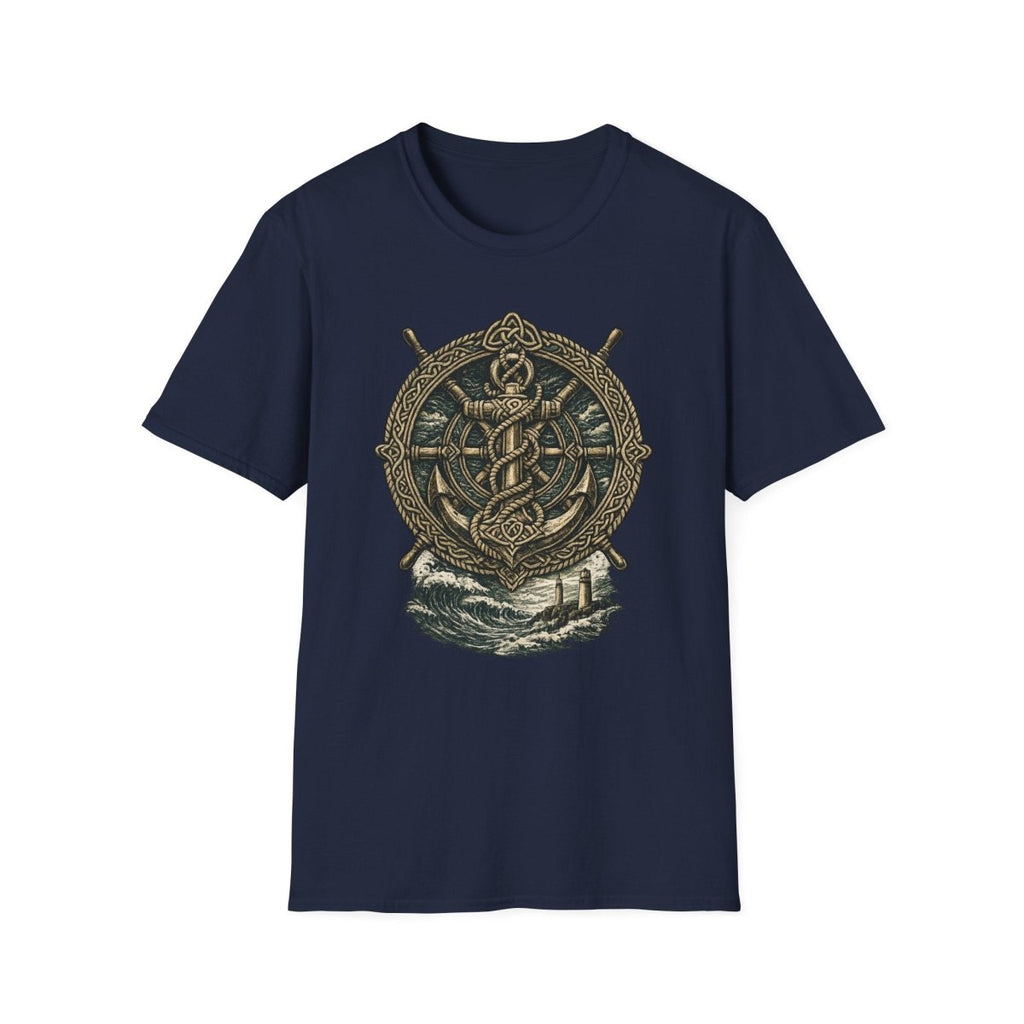Viking Serpent Shield T-Shirt — Norse Jörmungandr Wave Graphic Tee - Fair Winds Clothing