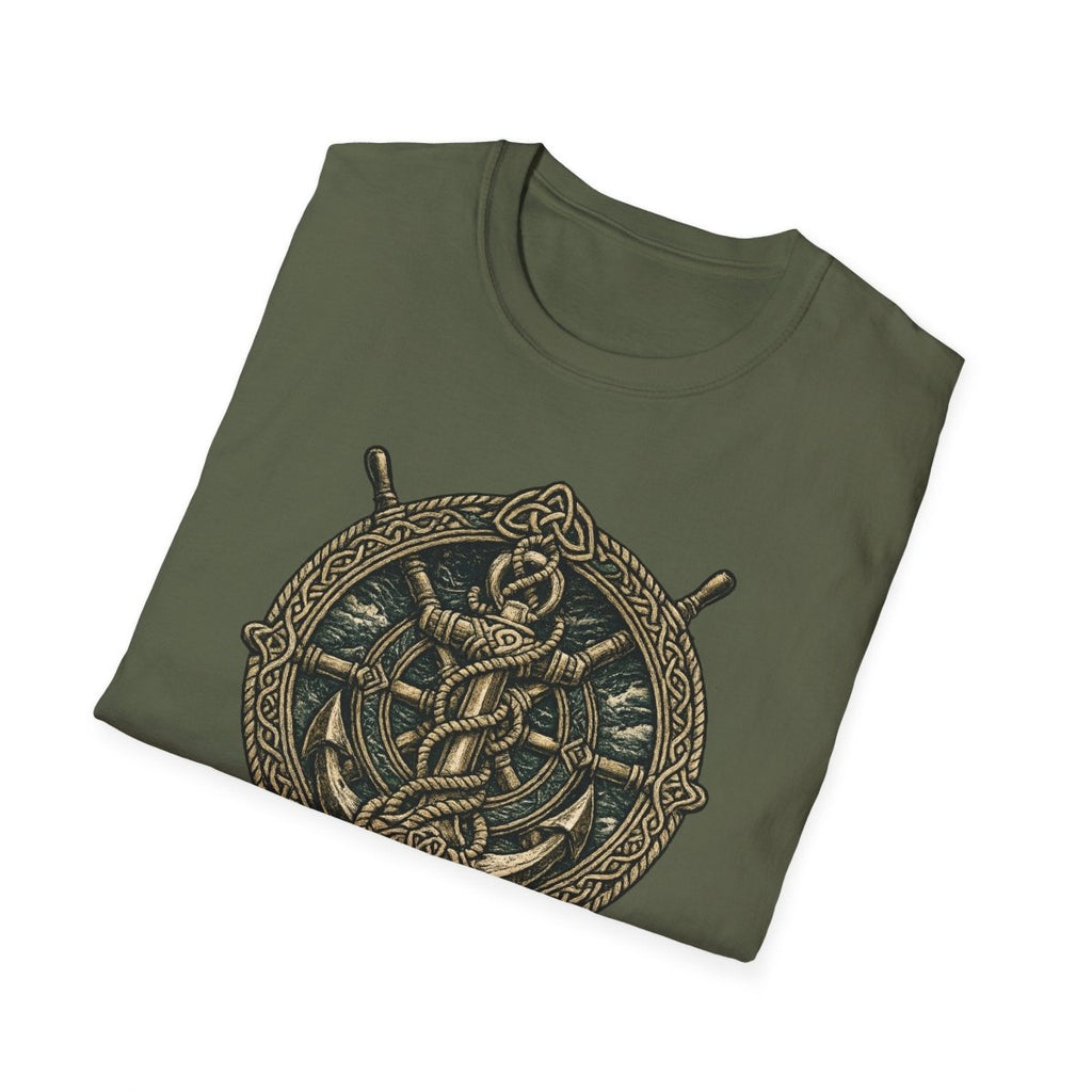 Viking Serpent Shield T-Shirt — Norse Jörmungandr Wave Graphic Tee - Fair Winds Clothing