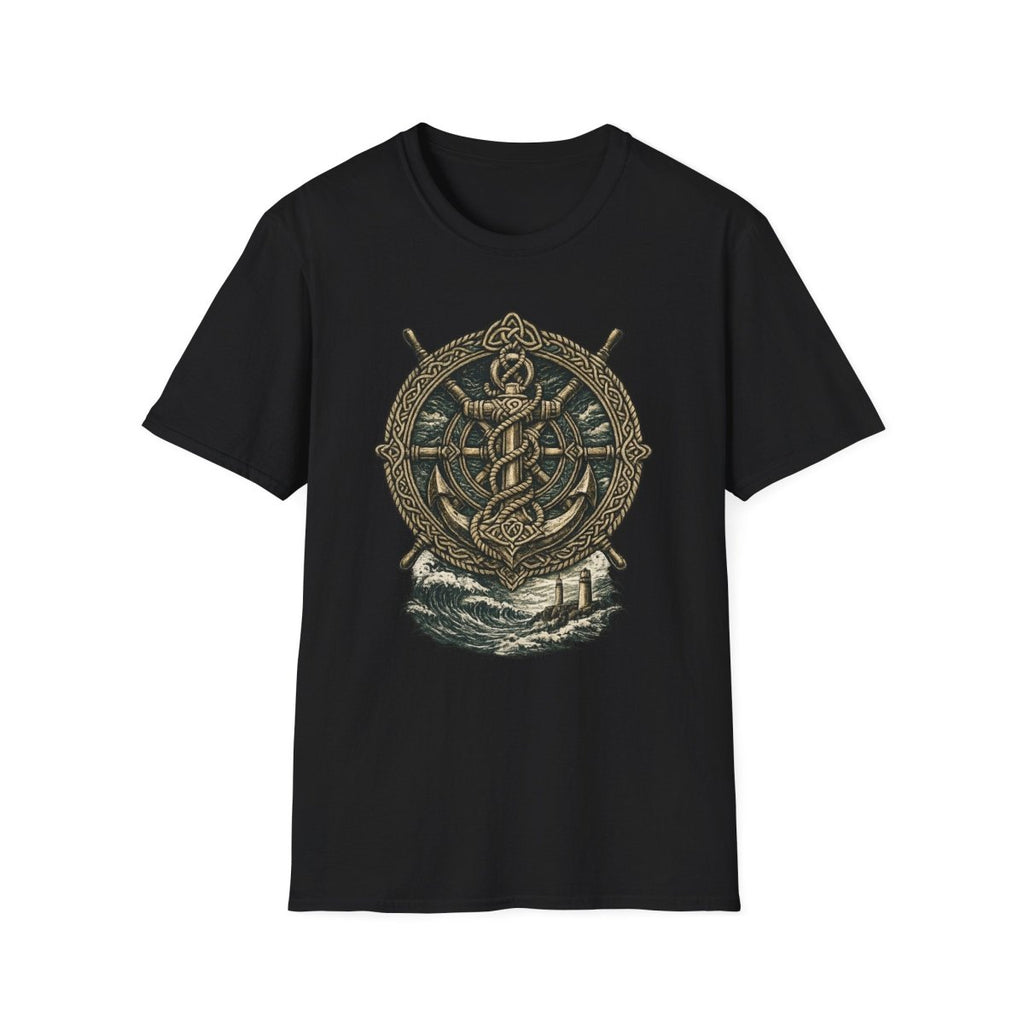 Viking Serpent Shield T-Shirt — Norse Jörmungandr Wave Graphic Tee - Fair Winds Clothing