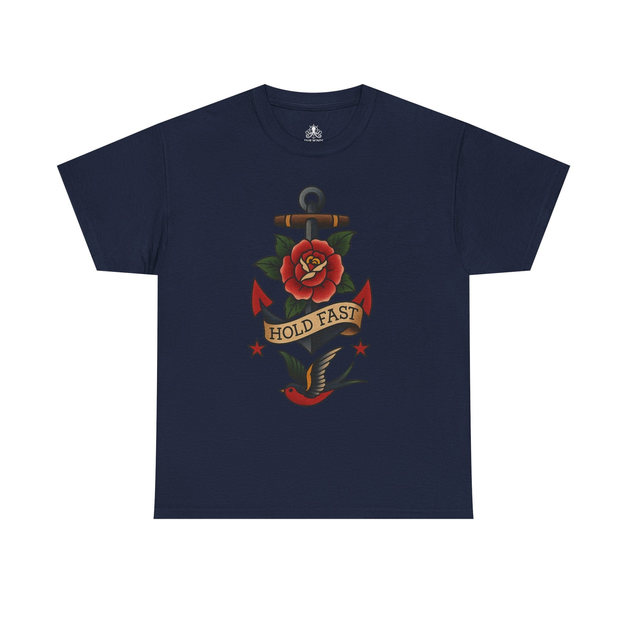 Vintage - Inspired Tattoo Tee with 'Hold Fast' Design, Unisex Tee for Sailor Lovers, Perfect Gift for Nautical Lovers, Everyday Wear, [...] - Fair Winds Clothing