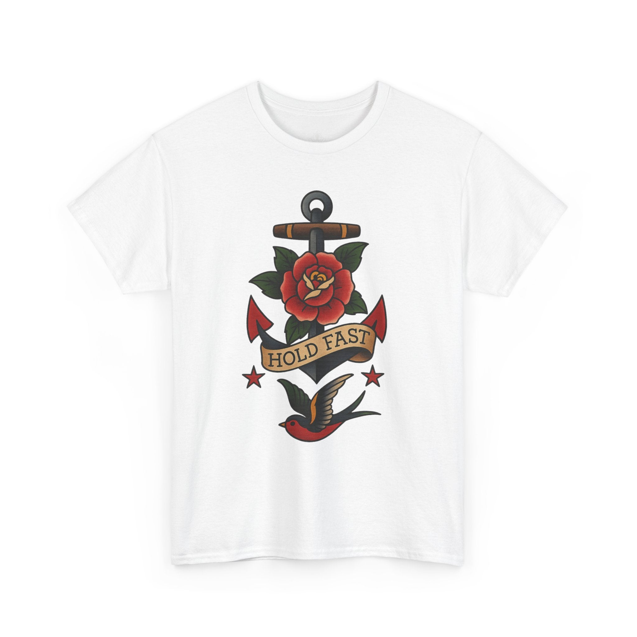 Vintage - Inspired Tattoo Tee with 'Hold Fast' Design, Unisex Tee for Sailor Lovers, Perfect Gift for Nautical Lovers, Everyday Wear, [...] - Fair Winds Clothing